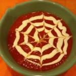 Australian Tomato Soup with Spider Web for Halloween Appetizer