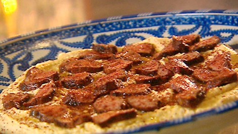 Syrian Hummus with Fried Lamb and Sumac Appetizer