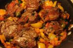 Italian Lamb Chops Calabrese With Tomatoes Peppers and Olives Appetizer