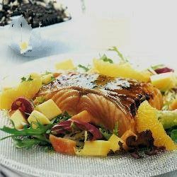 Australian Colorful Salad with Grilled Salmon BBQ Grill
