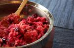 American Beet Risotto With Walnuts and Gorgonzola Cheese Appetizer