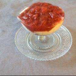 Australian Panna Cotta Stewed Rhubarb Strawberry and Crumbs of Speculoos Dessert