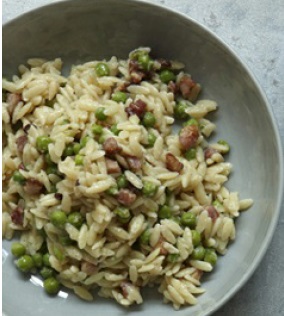 Italian Risotto Pasta With Peas and Pancetta Dinner