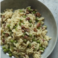 Italian Risotto Pasta With Peas and Pancetta Dinner