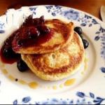 American Home Made Blueberry Pancakes with Blue Berries Sauce Dessert