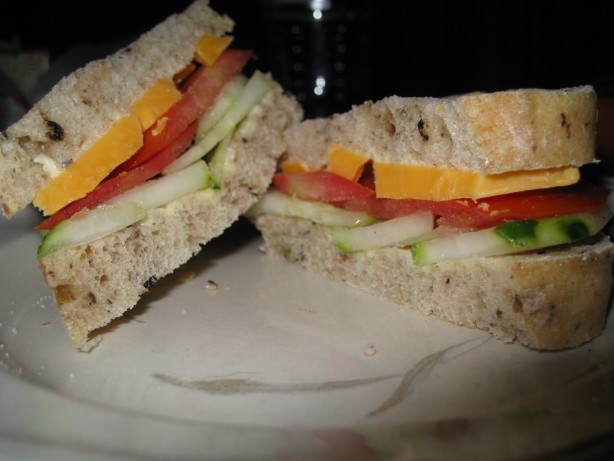 American Cucumber Tomato and Cheddar Sandwich Dinner