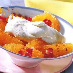 American Salad of Orange and Granada with Vanilla Cream Dessert