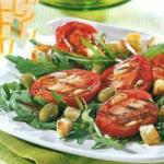 American Salad of Grilled Tomatoes on Mattress of Arugula Appetizer