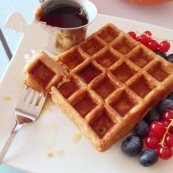 Belgian Waffles Without Gluten Flour of Chestnuts Dessert