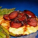 American Raspberry Kielbasa over Cheese Grits Recipe Appetizer