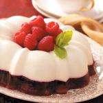American Snowy Raspberry Gelatin Mold Dessert