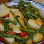 American Salad with New Potatoes Tomato and Green Beans Dessert