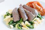 Barbecued Lamb With Warm Beans And Spinach Recipe recipe