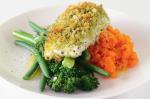 American Herbcrusted Fish And Crushed Carrots Recipe Appetizer
