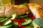 Chilean Roasted Salmon With Chile Minted Cucumbers Appetizer