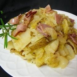 American Skillet Ham Cabbage and Potatoes Recipe Dinner