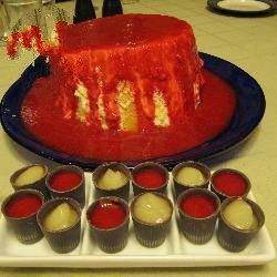 American Charlotte Pears and Its Puree of Raspberry Dessert