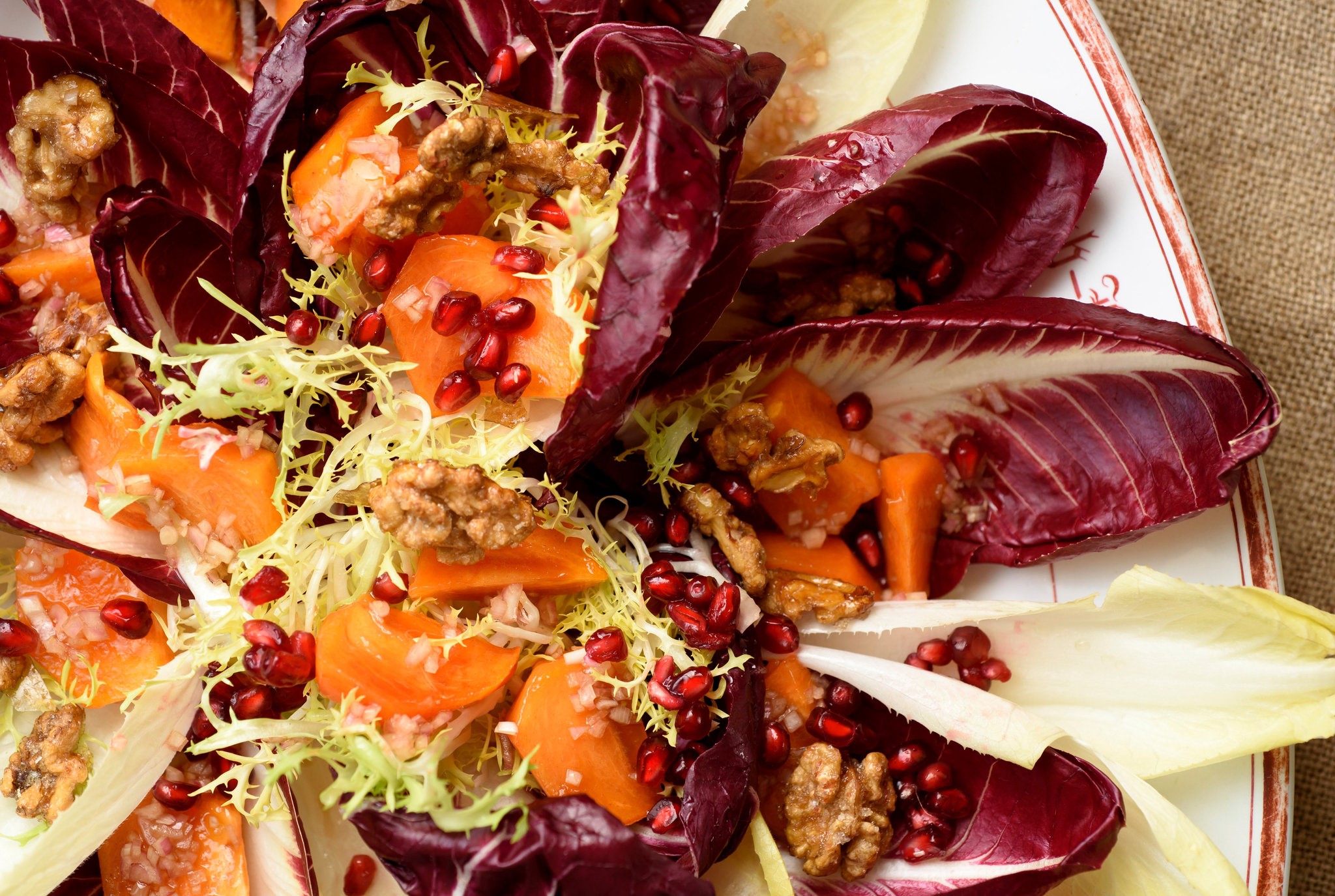 American Persimmon Salad with Pomegranate and Walnuts Recipe Appetizer