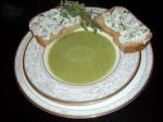 German Zucchini Soup With Pumpernickel and Quark Toasts Appetizer