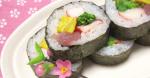 British Dolls Festival Seafood Futomaki Sushi Rolls with Nanohana Dinner