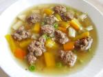 American Vegetable Soup with Liver Dumplings Appetizer