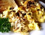 American Scrambled Eggs With Mushrooms Onions and Parmesan Cheese Appetizer
