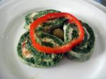 American Spinach Roulade With Cream Cheese  Peppers Appetizer