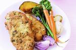American Chicken Schnitzel With Roasted Winter Vegetables Recipe Appetizer