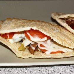 Arabic Sandwich of Arabic Bread with Tomatoes Cucumbers and Calf Appetizer
