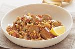 American Sausages With Savoury Tomato Pearl Barley Recipe Appetizer