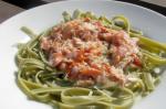 American Spinach Pasta with Salmon and Cream Sauce 1 Dinner