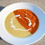 American Roasted Yellow Pepper and Roasted Tomato Soup with Cream Soup
