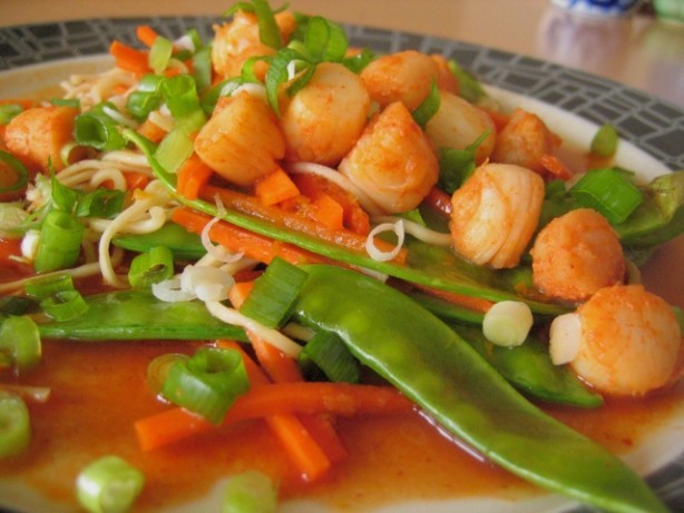 American Tangerinesesame Noodles With Scallops Dinner