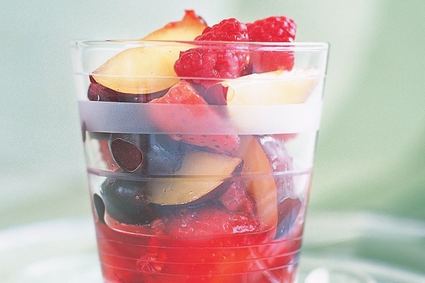 Canadian Red Fruit Salad With Pimms and Vanilla Syrup Recipe Dessert