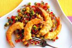 Canadian Battered Prawns On Chickpea Chilli And Avocado Salad Recipe Appetizer