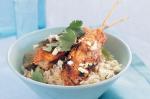 American Tikka Swordfish Skewers With Feta Rice Recipe Appetizer