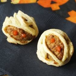 American Puff Pastry Mummy Heads for Halloween Appetizer