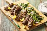Barbecued Lamb Skewers With Asparagus Baby Spinach And Fetta Recipe recipe