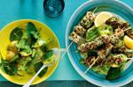 American Herbed Chicken Skewers With Pea Pesto Potato Salad Recipe Dinner
