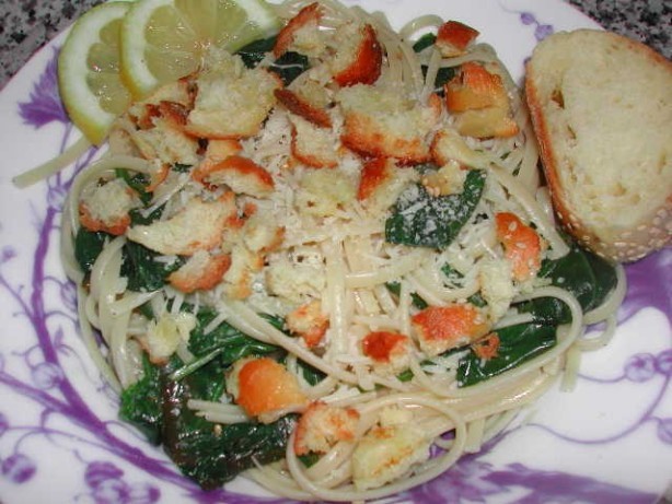 American Pasta With Lemon Spinach Parmesan and Bread Crumbs Dinner