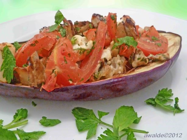 American Greekstyle Stuffed Eggplant aubergine Dinner