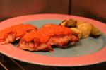 American Panfried Chicken With Red Pepper Pesto Dinner