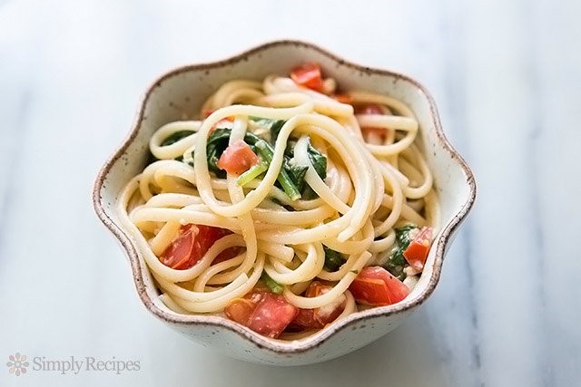 American Pasta with Tomato Spinach Basil and Brie Recipe BBQ Grill