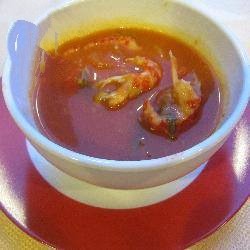 American Soup of Tomatoes and Prawns Appetizer