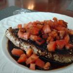 Seared Pepper-crusted Tuna with Tomatoes and Balsamic Glaze recipe