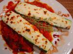 American Zucchini Filled With Three Cheeses With Homemade Tomato Sauce Appetizer
