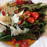 American Green Asparagus Salad with Tomato and Parmesan Cheese Appetizer