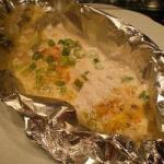 American Papillote of Blue Ling on Its Bed of Coconut Milk and Onions New Appetizer