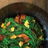Chinese Stir-fried Summer Corn Bacon And Broccoli Rabe Appetizer