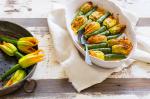 Zucchini Flowers Stuffed with Herbs and Rice recipe